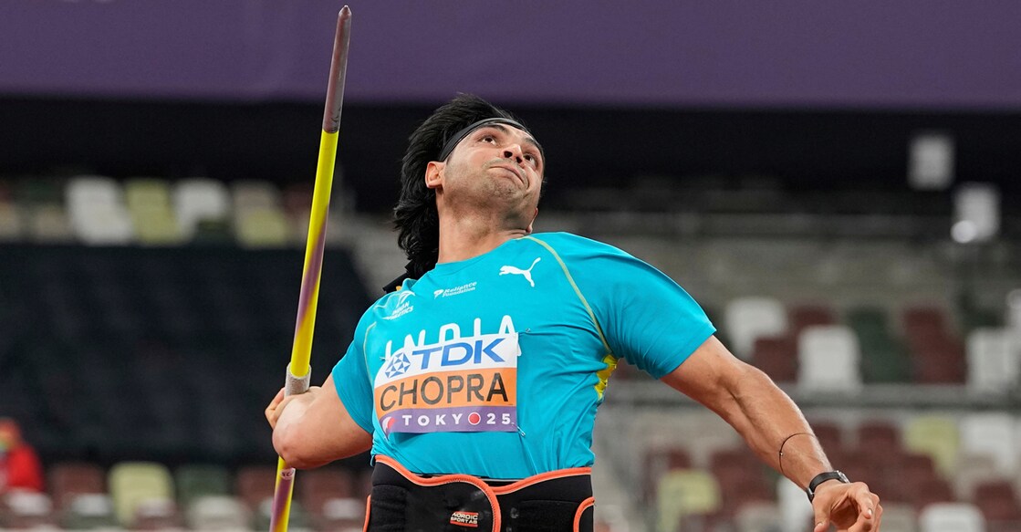 India's Neeraj Chopra competes in the men's javelin throw qualification at the World Athletics Championships in Tokyo, Wednesday, Sept. 17, 2025. Photo: PTI