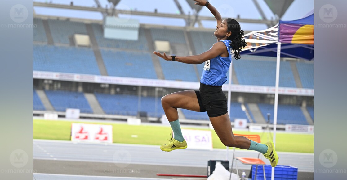 Kerala athlete Nimish Suresh in action in the long jump event during the World Para Grand Prix at New Delhi on March 13, 2026. Photo: Josekutty Panackal/Malayala Manorama
