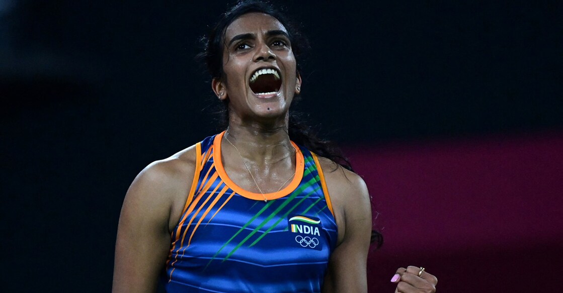 In this file photo from July 30, 2021, India's PV Sindhu reacts after a point with Japan's Akane Yamaguchi in their women's singles badminton quarter final match during the Tokyo 2020 Olympic Games at the Musashino Forest Sports Plaza in Tokyo. File photo: Pedro Pardo