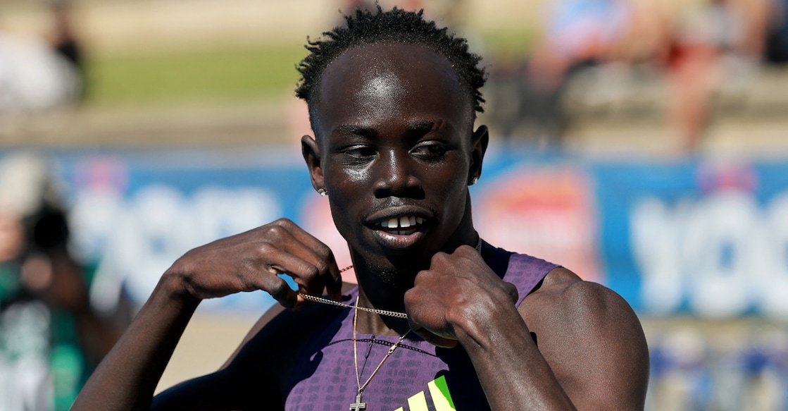 Australia’s Gout Gout reacts after competing in the men’s 200M at the Australian Athletics Championships in Sydney on April 12, 2026. Photo: AFP/ David Gray