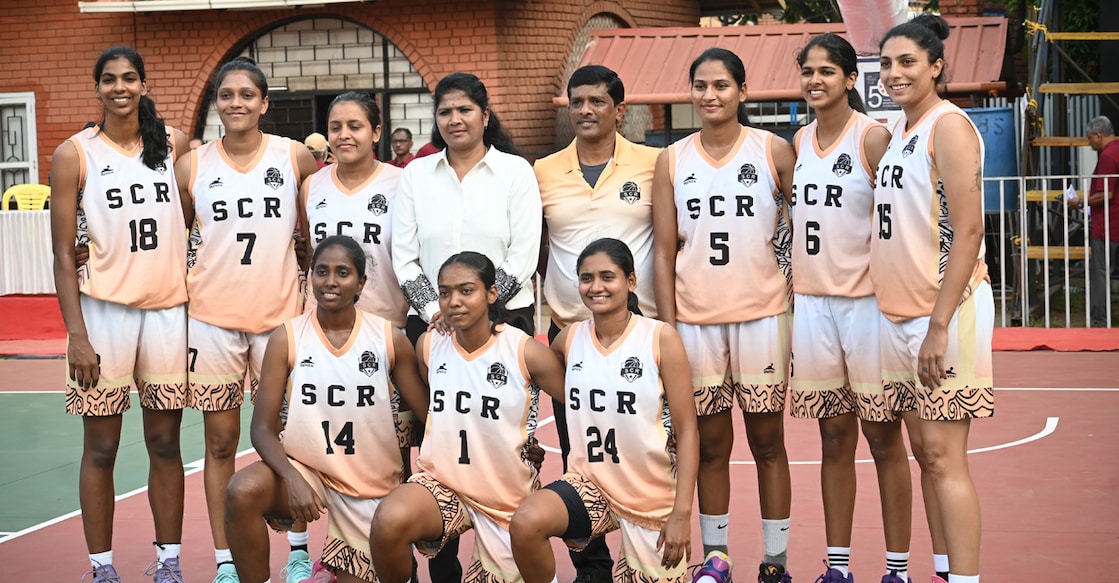 South Central Railways team that won the women’s title of Feasto Golden Jubilee Basketball Tournament in Kozhikode on April 12, 2026. Photo: Special arrangement