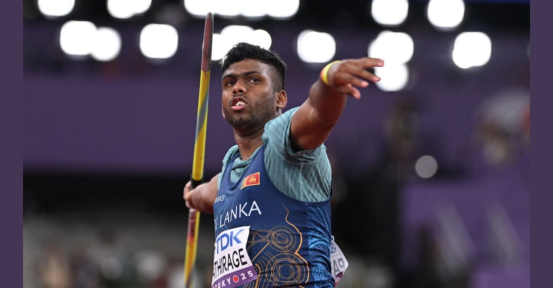 In this file photo from September 18, 2025, Sri Lanka's Rumesh Tharanga Pathirage competes in the men's javelin throw final during the World Athletics Championships in Tokyo. File photo: AFP/ Kirill Kudryavtsev