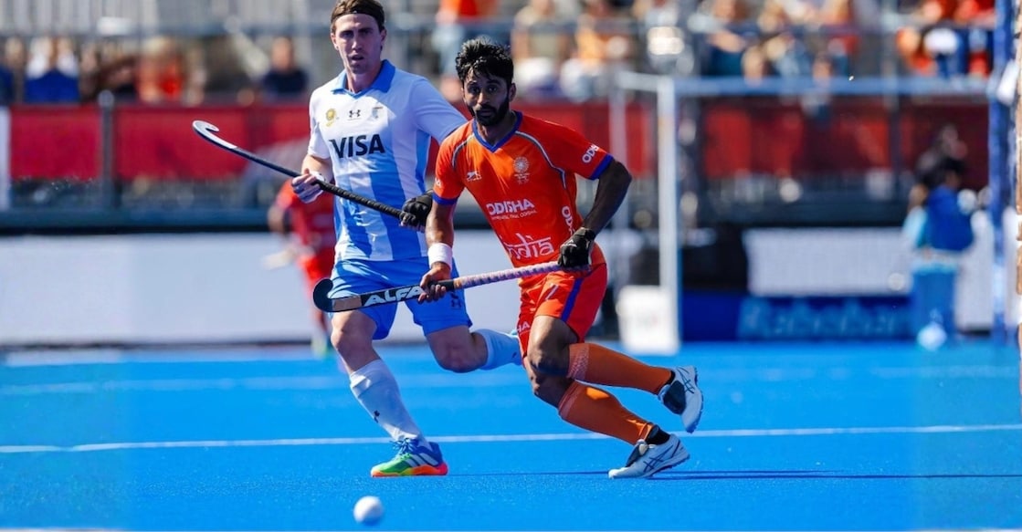 A glimpse from the Hockey World Cup match between India and Argentina. Photo: X/@TheHockeyIndia