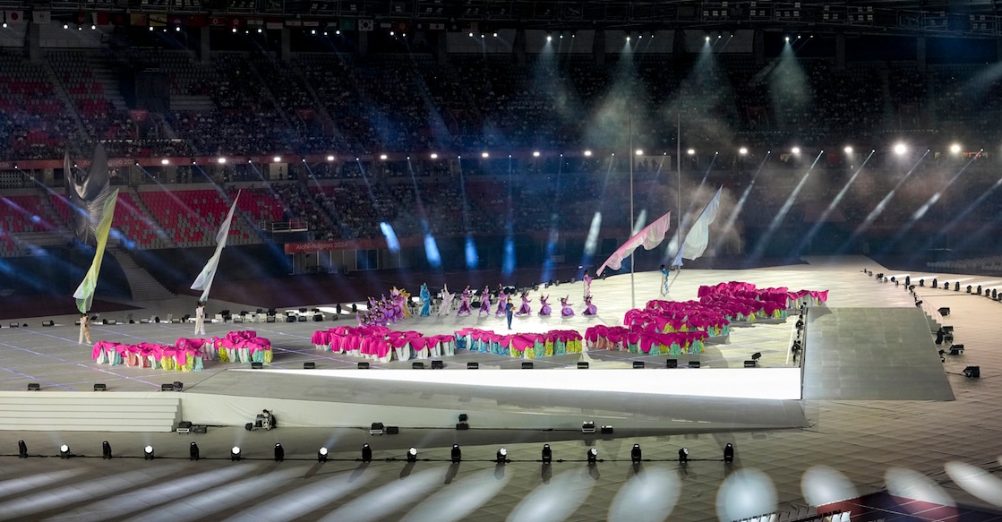 Nagoya: Artistes perform during the opening ceremony of the 20th Asian Games, in Nagoya, Japan, Saturday, Sept. 19, 2026. (PTI Photo/Arun Sharma) (PTI09_19_2026_000181B)