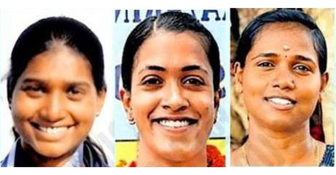 Aleena Anto, Megha Pradeep, G Parvathy. Photo: Manorama