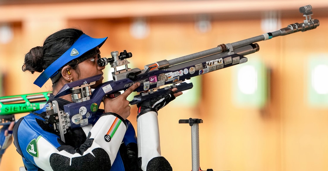 Nagoya: India’s Elavenil Valarivan competes during the ten meter air rifle women individual qualification and team final shooting match in the ongoing Asian Games 2026, in Nagoya, Japan, Sunday, Sept. 20, 2026. (PTI Photo/Atul Yadav)(PTI09_20_2026_000015B)
