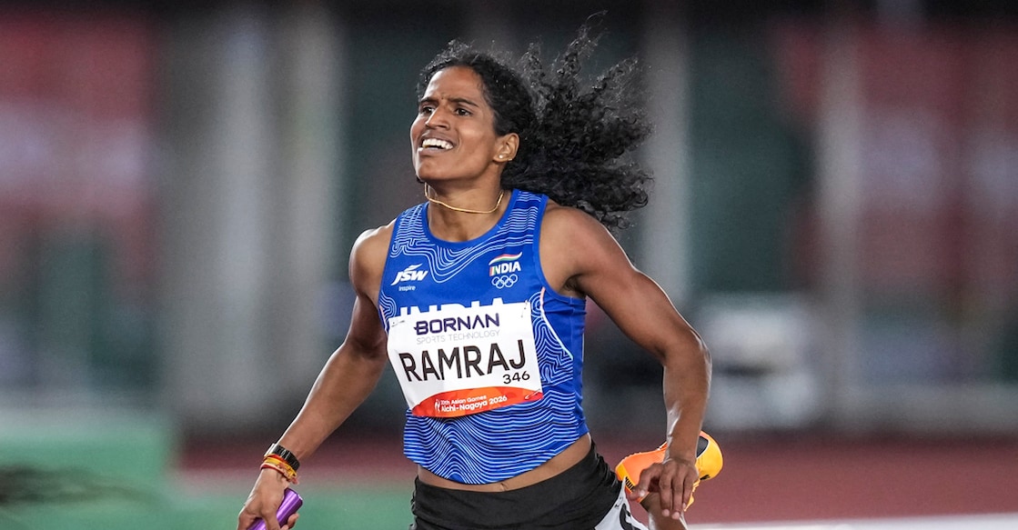 Nagoya: India's Vithya Ramraj and others run in the 4x400m mixed relay event during the Asian Games, in Nagoya, Japan, Thursday, Sept. 24, 2026. (PTI Photo/Arun Sharma)(PTI09_24_2026_000443B)