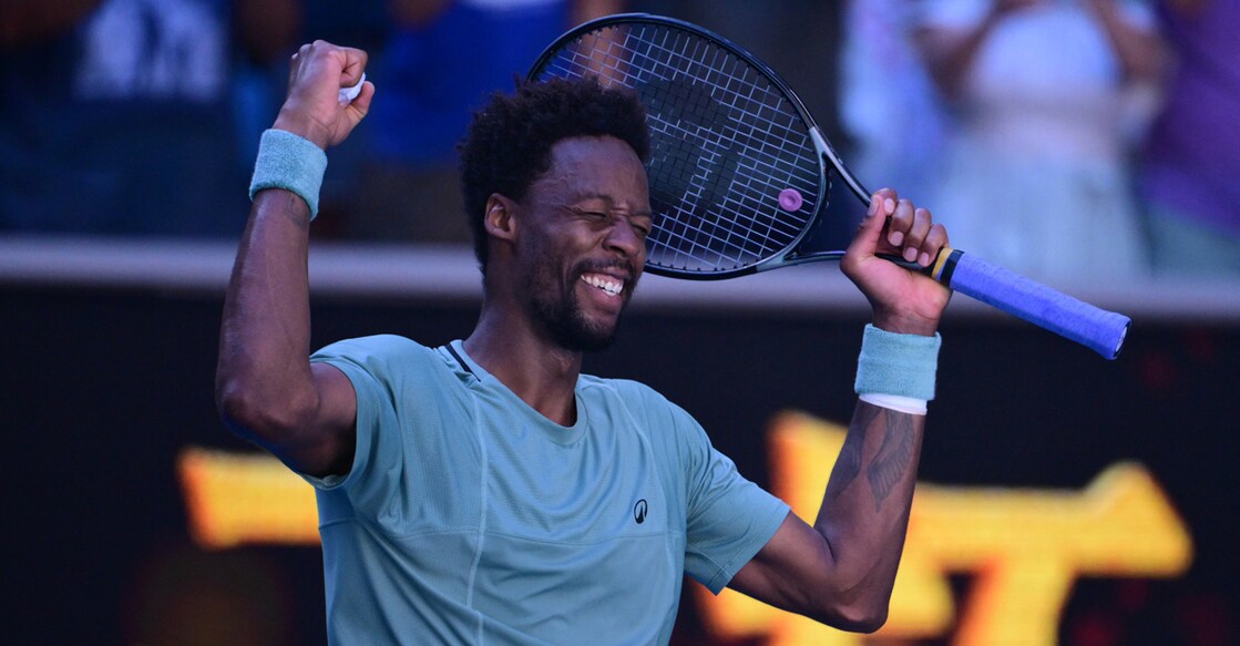 France's Gael Monfils celebrates beating USA's Taylor Fritz in their men's singles match on day seven of the Australian Open tennis tournament in Melbourne on January 18, 2025. File photo: AFP/ Yuichi Yamazaki 