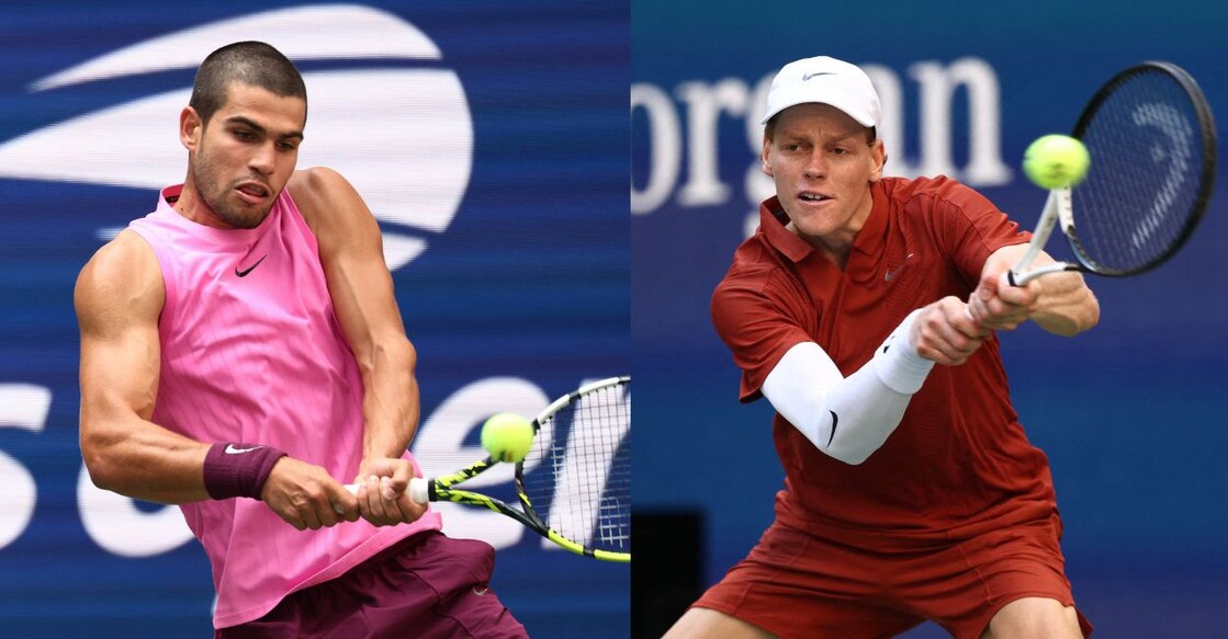 Alcaraz (L) and Sinner will clash in the US Open final. Photo: Reuters