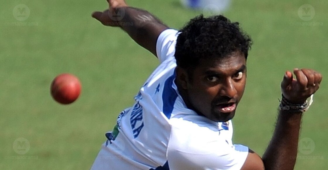 Muthiah Muralitharan during a practice session. Photo; Manorama Archives