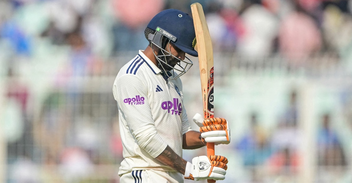 India's Ravindra Jadeja walks back to the pavilion after his dismissal during the third day of the first Test cricket match against South Africa at the Eden Gardens in Kolkata on November 16, 2025. Photo: AFP/ Dibyangshu Sarkar 