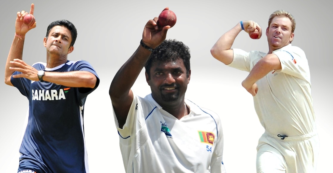 (From left) Anil Kumble, Muttiah Muralitharan, Shane Warne. Photo: AFP/Canva