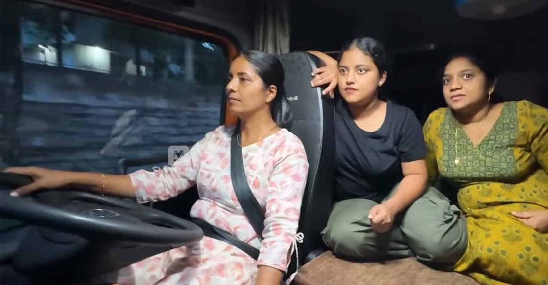 Jalaja in the driving seat. Devika and Surya (middle and right, respectively). Photo: Manorama