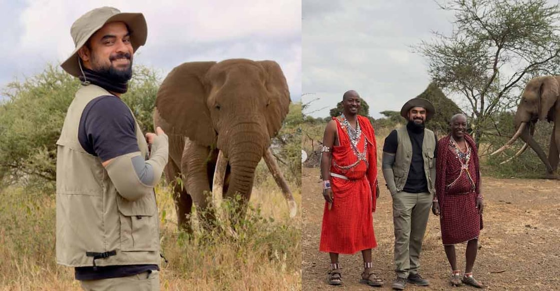 Tovino Thomas in Amboseli National Park. Photo: Instagram/@tovinothomas