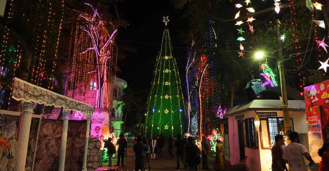 The Christmas tree is set up at the LMS Church compound, Palayam. Photo: Special Arrangement