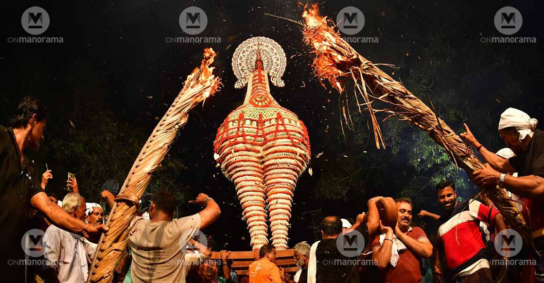 The Neelamperur Padayani is linked to the legend of Bheemasenan’s quest for the mythical Kalyanasaugandhikam flower. Photo: Manorama