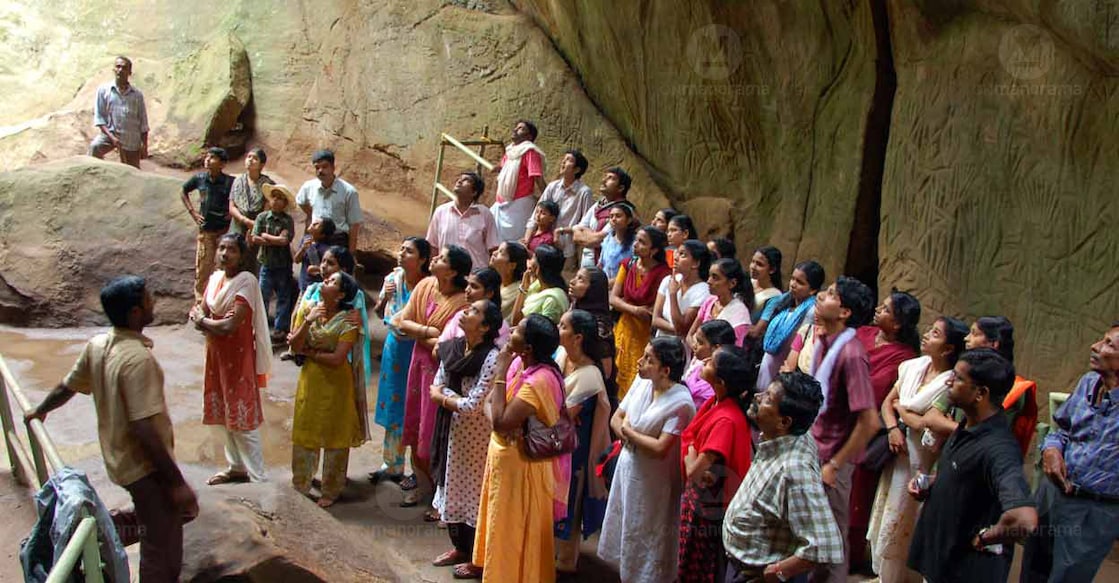 Tourists at Edakkal Caves in Wayanad. Photo: Manorama