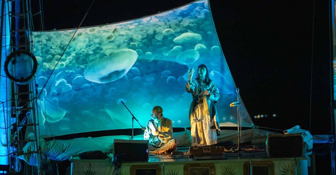 Arka Kinari is piloted by noted American audio-visual artist Grey Filastine and Indonesian musician and environmental activist Nova Ruth. Photo: Special Arrangement