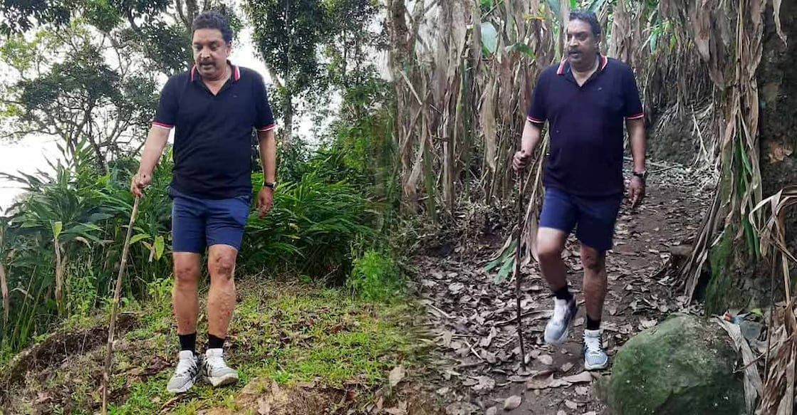 Shibu Baby John during his trek. Photo: Special Arrangement