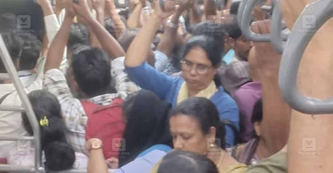 Passengers on the Kottayam-Kollam MEMU. Photo: Manorama