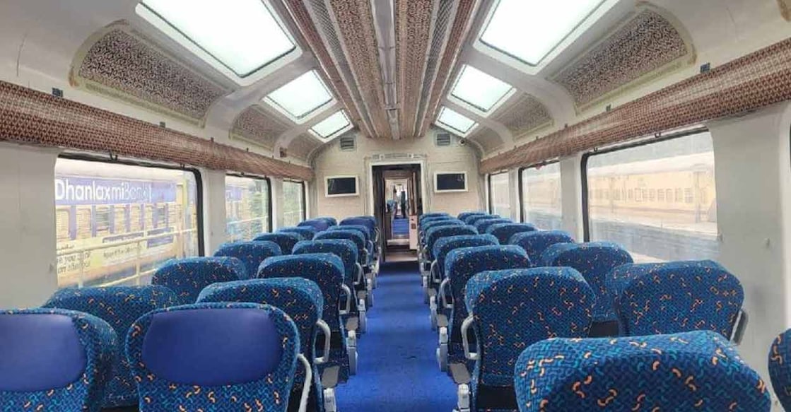 The interior of the Madurai-Guruvayur Vistadome coach. Photo: Manorama News