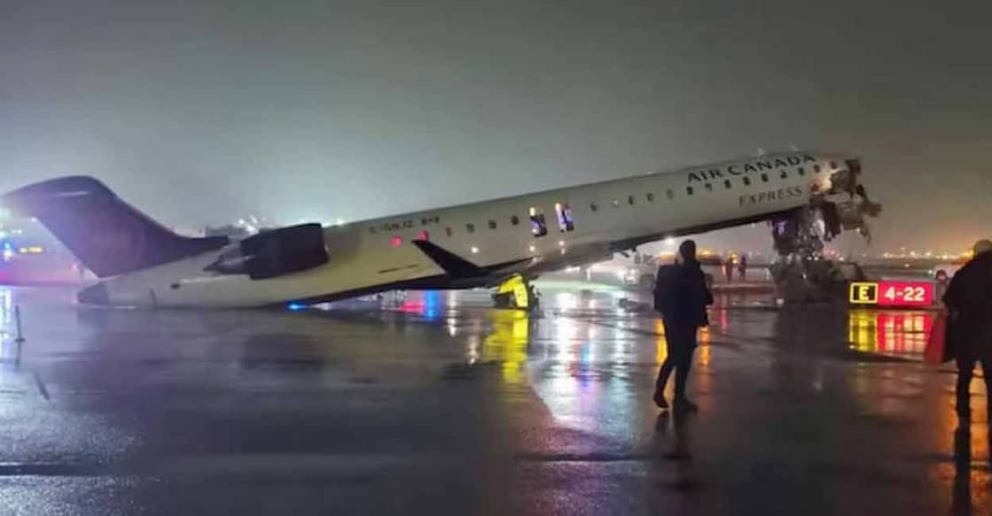 Air Canada plane at LaGuardia after the crash. Photo: Special Arrangement