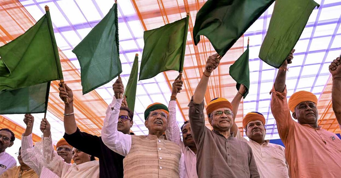 The flagging off ceremony of the Bikaner-Ahmedabad special train. Photo: PTI