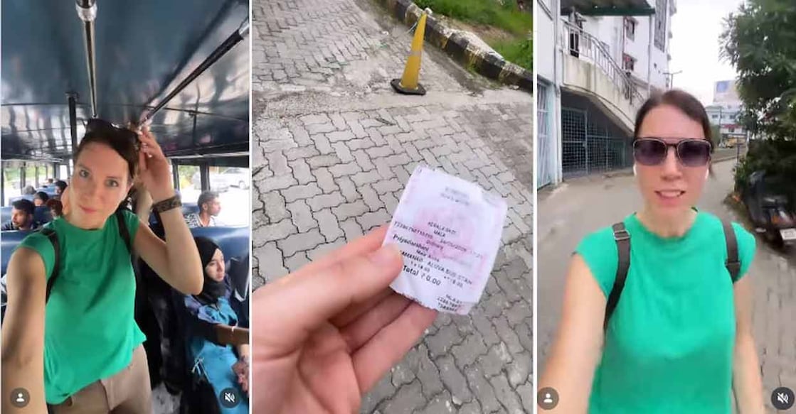 Carys in the KSRTC bus. Photo: Screengrab/@Instagram