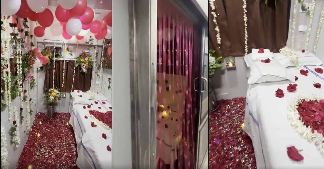 The decorated AC coupe in Nandigram Express: Photo: Screengrab