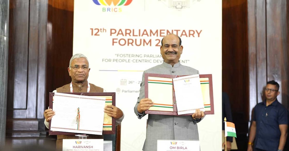 The theme of the Forum was “Strengthening Parliaments for People-Centric Development”. Photo: X / @LokSabhaSectt