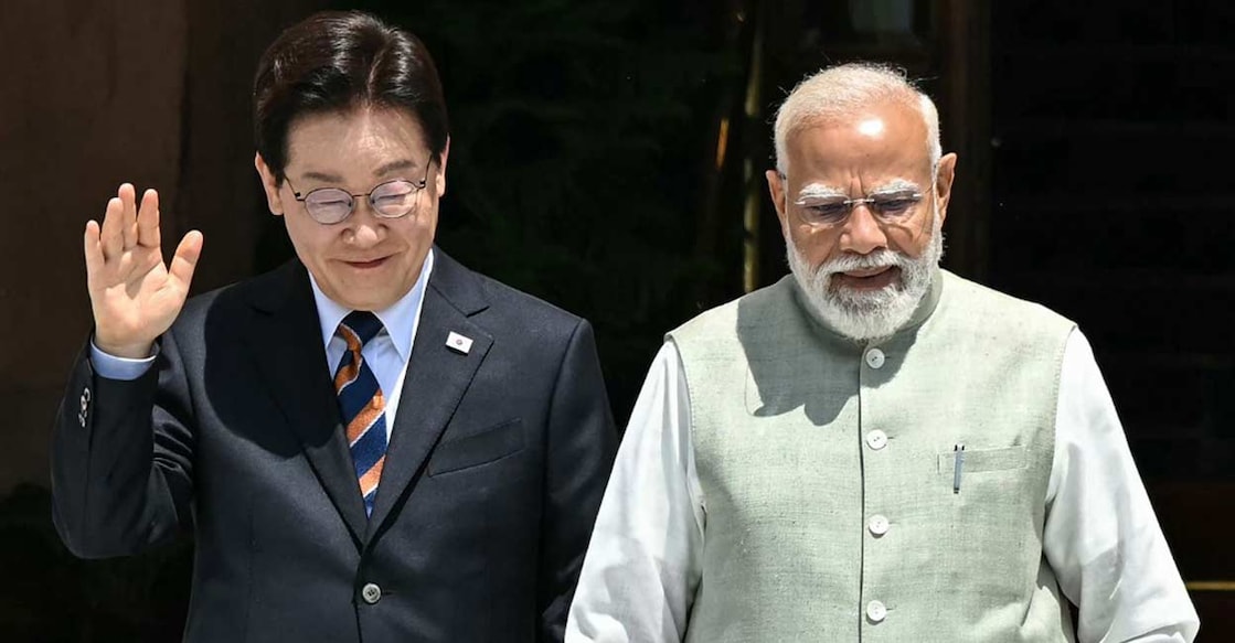 South Korea President Lee Jae Myung held discussions with Prime Minister Narendra Modi in New Delhi. Photo: AFP