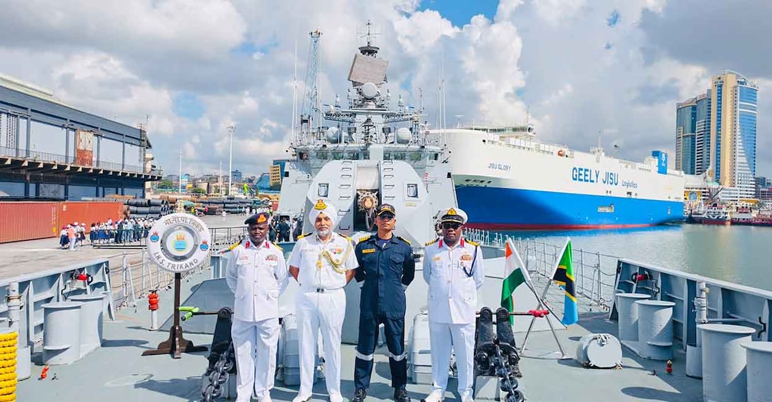 INS Trikand, frontline guided missile frigate of the Indian Navy, reached Dar-es-Salaam in Tanzania. Photo: X / @indiannavy
