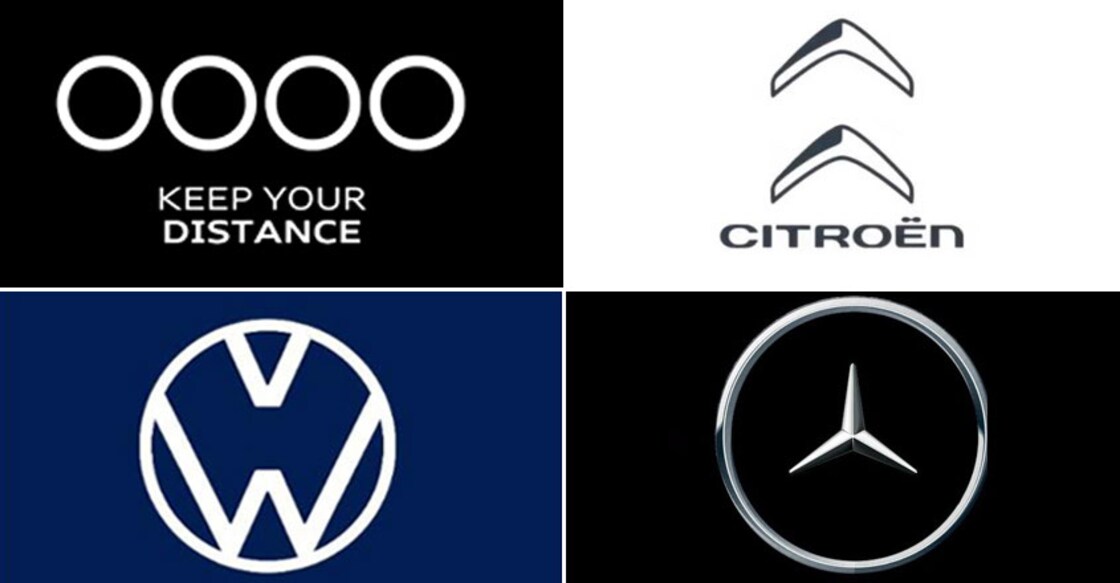 Coronavirus: Logos of carmakers maintain social distancing