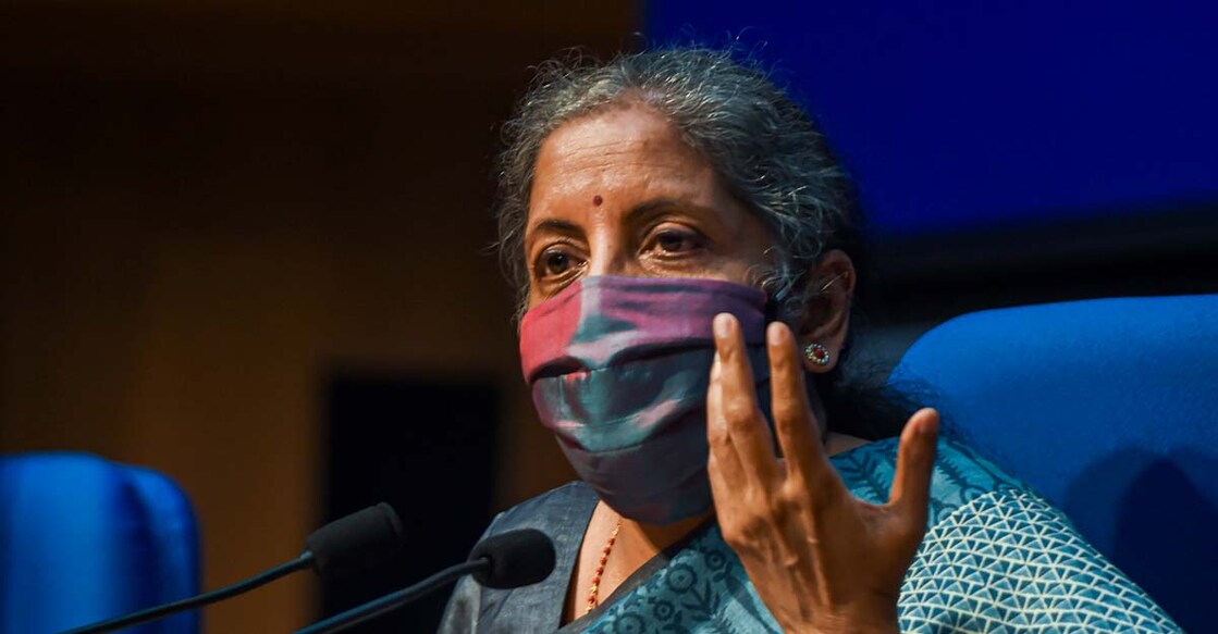 Finance Minister Nirmala Sitharaman addresses media on the outcomes of the 42nd GST Council meeting, in New Delhi, Monday, Oct 5, 2020. (PTI Photo/Shahbaz Khan)