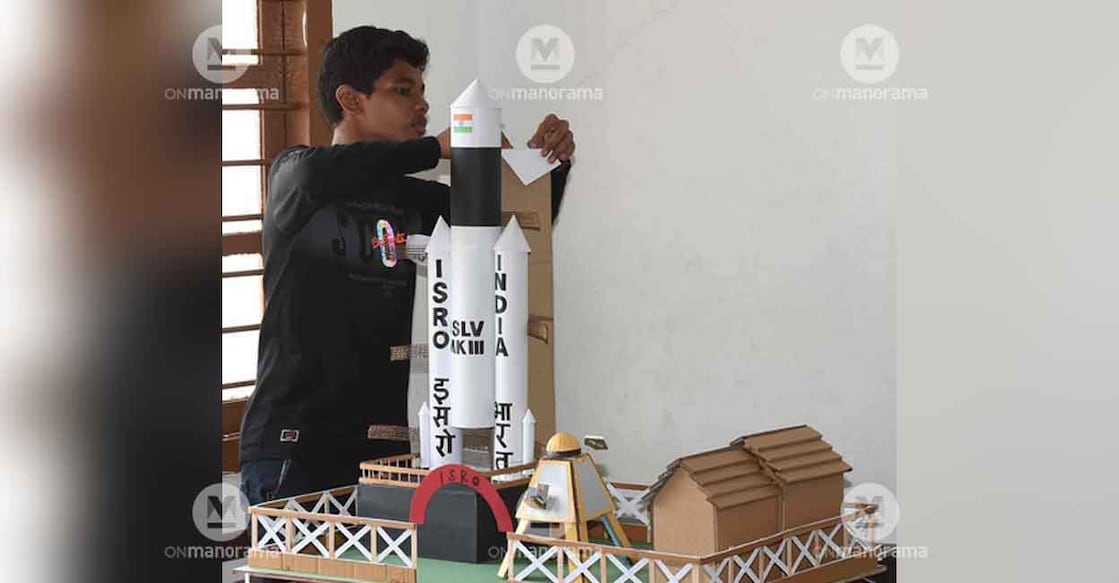 roy-main C Adith of Cherpilassery AKGHSS, Kannur participating in the HS section construction competition at the State School Sastrosavam in Kochi. Photo: Manorama