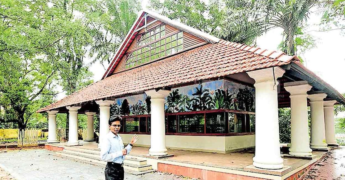 CMS College Principal Varghese C Joshua in front of the exhibition spot. Photo: Manorama