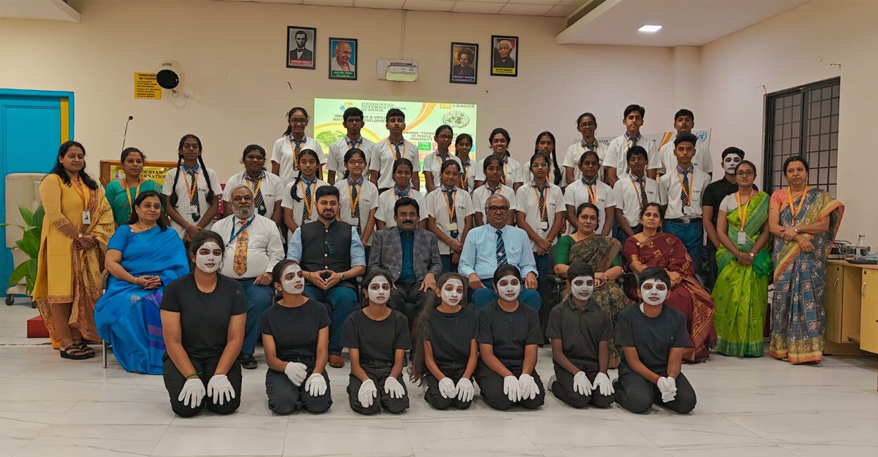 hindustan-school-club-add-1 The students presented the various SDGs through a mime performance. Photo: Special Arrangement