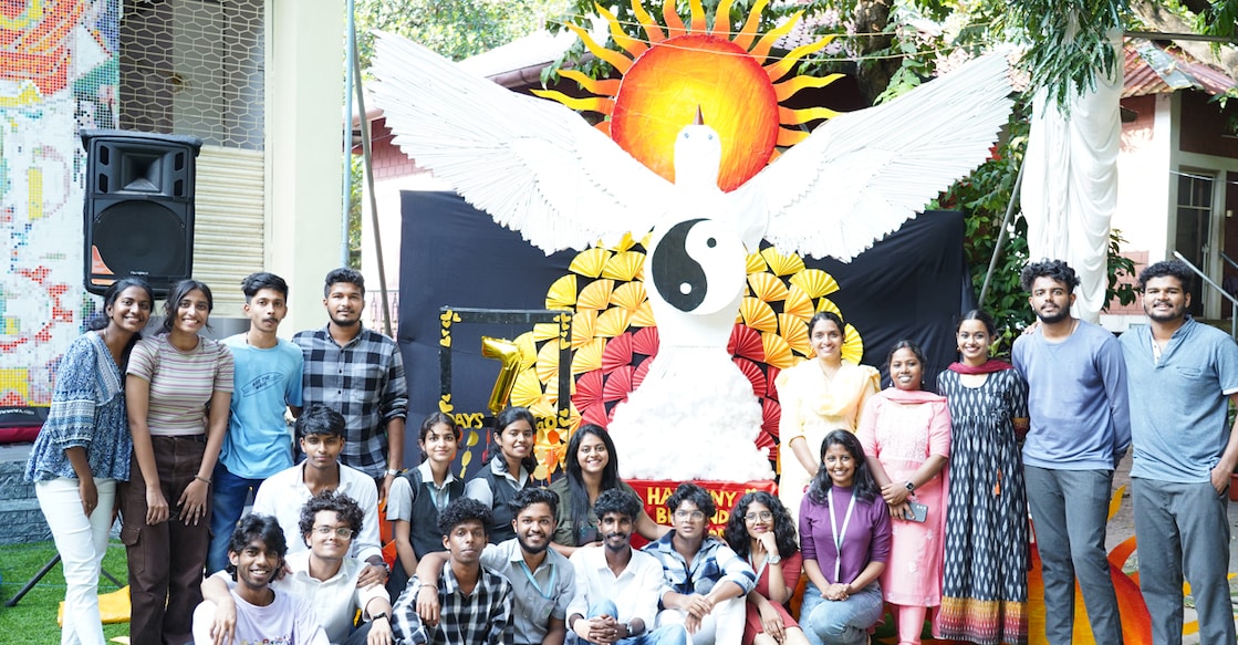 rajagiri-splendore-1 An installation symbolising peace and harmony, crafted from recycled materials by students by students of Rajagiri College of Social Sciences. Photo: Gibin Rony / Ist Year, MSc Psychology
