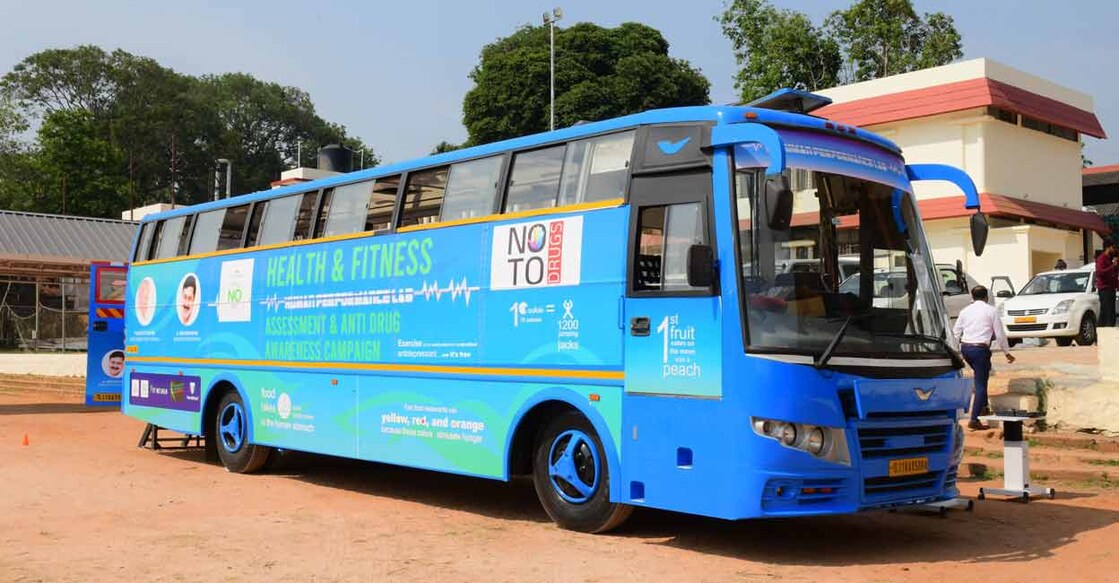 The fitness assessment bus that will reach select schools in Kerala. Photo: Facebook/@vabdurahman