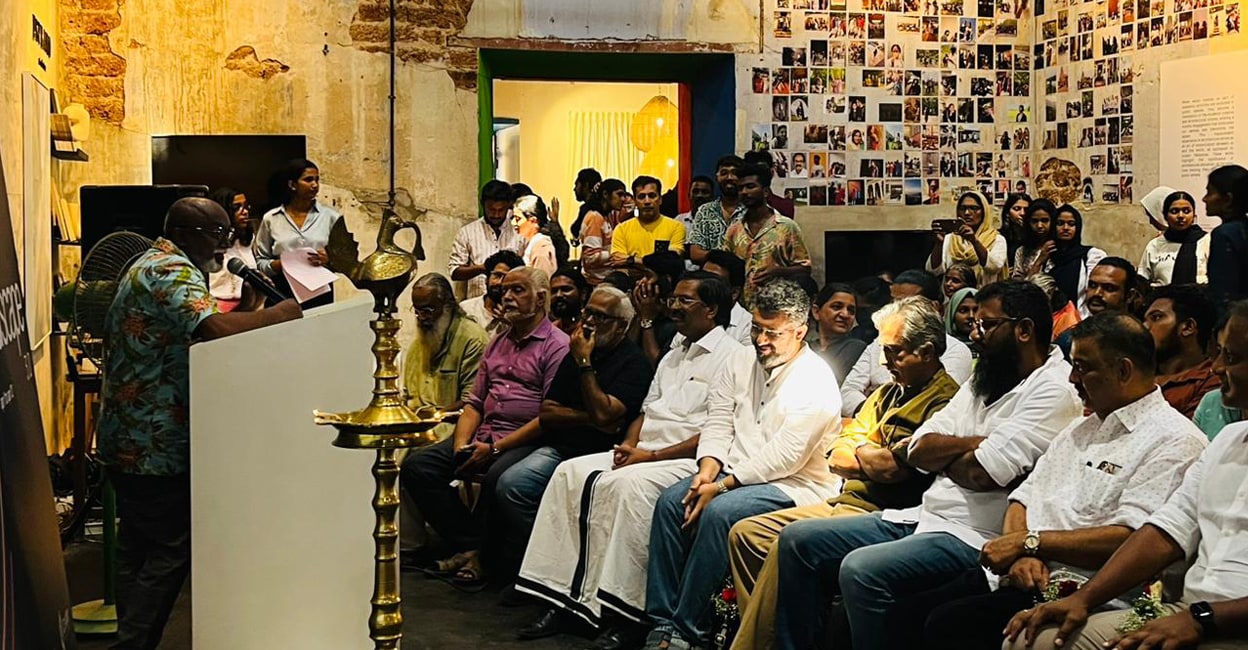 seed-inaugural Kochi Biennale Foundation Chairman Bose Krishnamachari speaking at the inaugural function of the exhibition which is being hosted as part of 'Seedscape', a sub-event of 'Seedgeist'. Photo: SEED APJ Abdul Kalam School of Environmental Design