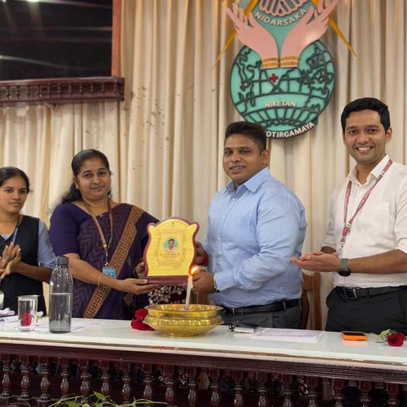 From left to right, Swathy Hariharan, association secretary, Dr Mary Paul Chakkachamparambil, Vice Principal, Jyothis Mohan, IRS, Dr Alan Lukose, HoD. Photo: Special Arrangement 