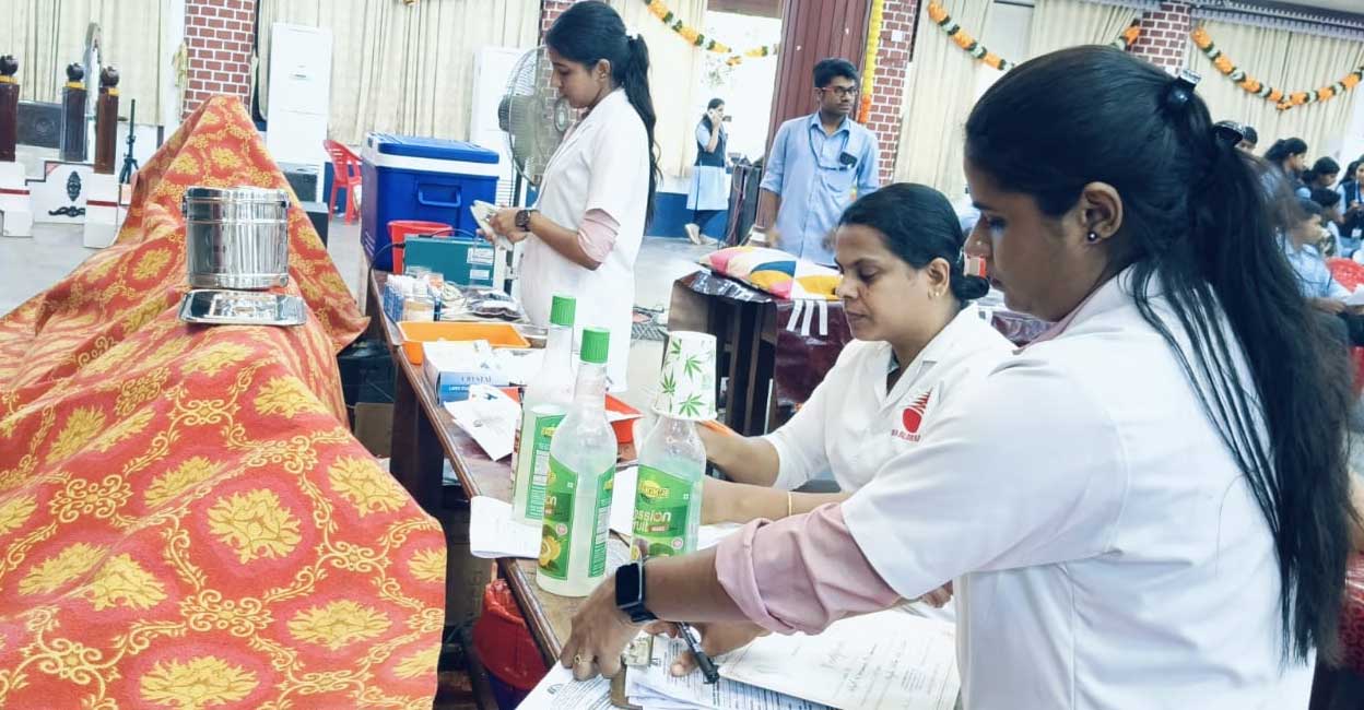 Blood donation camp at Prajyoti Niketan College Blood donation camp at Prajyoti Niketan College. Photo: Special Arrangement