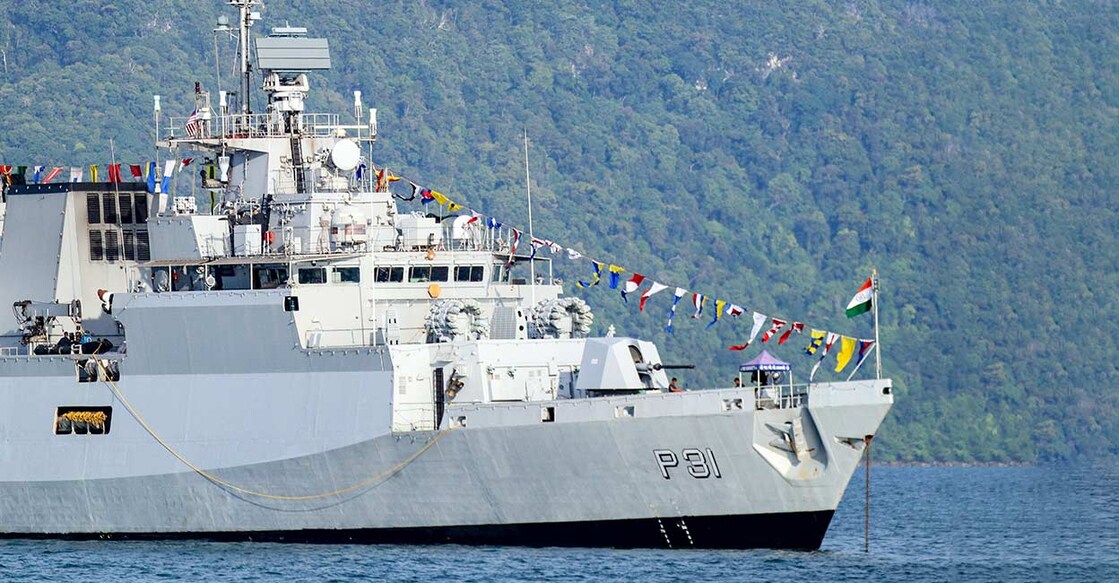 Close up of Indian Navy ship INS Karavatti at LIMA 2023. Photo: Shutterstock/Hanafi Zul Afkar