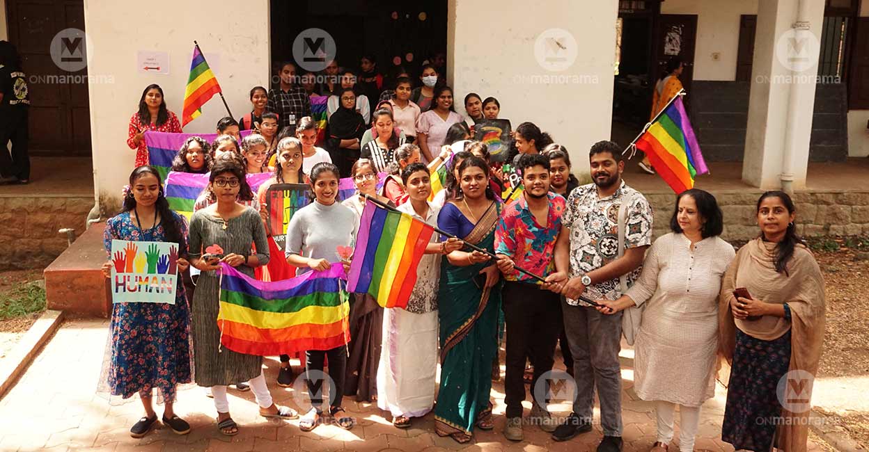 Queer colelctive, GCW TVM From the pride march orgazined by the queer collective of the Government Women's college (GWC), Vazhuthacaud, Thiruvananthapuram on Valentine's Day. Photo: Special Arrangement