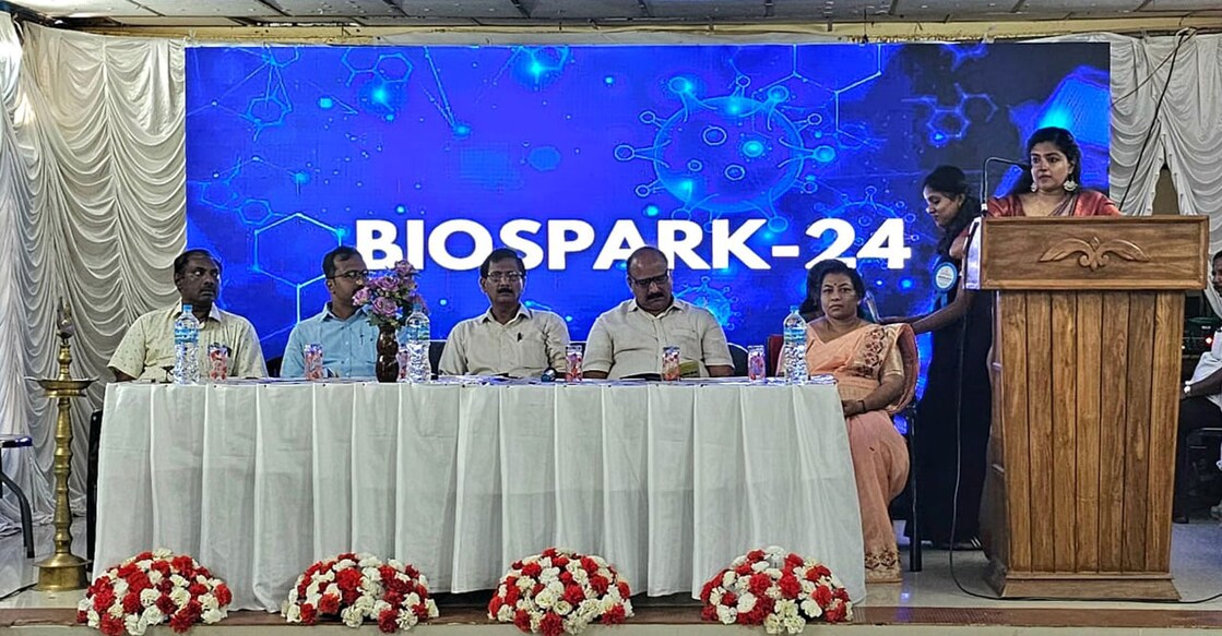 'Biospark-24', a one-day national seminar, titled 'Biochemistry Learning and Practice: Changing Trends and Scope' was hosted by the Department of Medical Biochemistry, School of Medical Education, Gandhinagar, Kottayam. Photo: Special arrangement