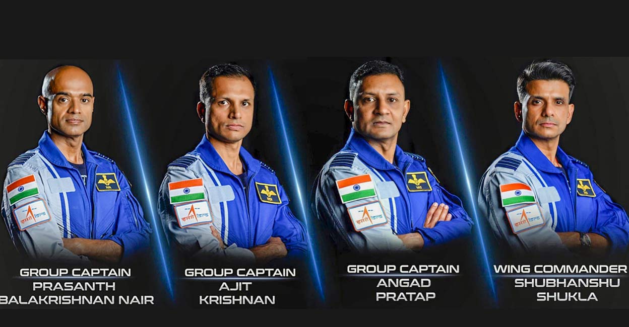 Astronaut-designates Prashanth Balakrishnan Nair, Ajit Krishnan, Angad Prathap and Shubanshu Shukla for the 'Gaganyaan Mission', Indias first crewed mission to the space.  Photo: ISRO