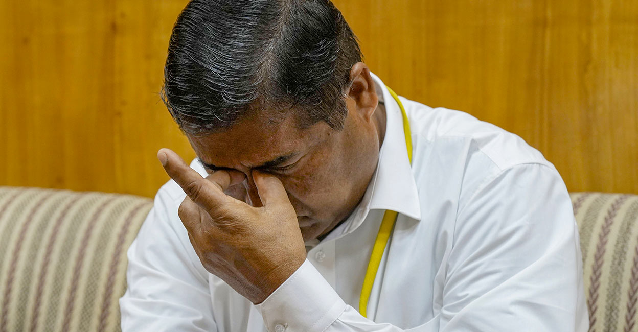 Pragya's father Ajay Kumar Samal Pragya's father Ajay Kumar Samal, who works as a cook in Supreme Court, gets emotional before felicitation of his daughter. Photo: PTI/Shahbaz Khan