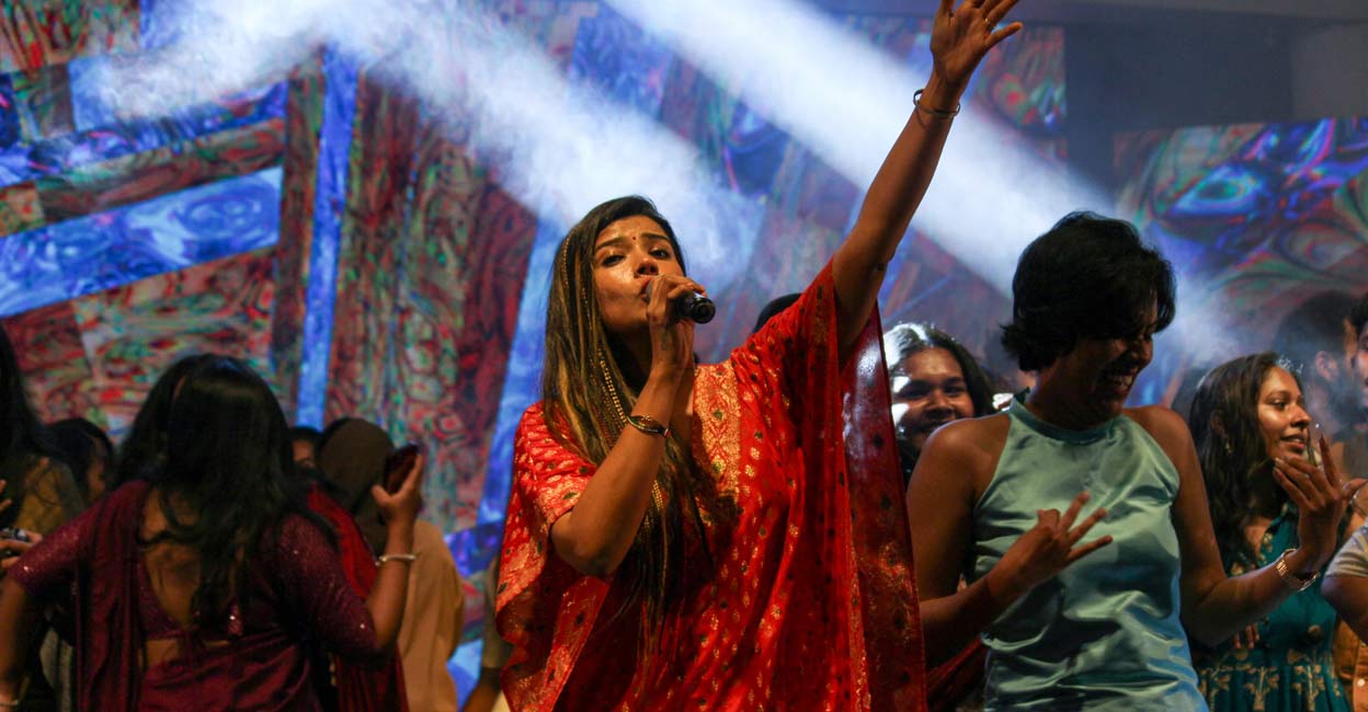 Singer Amrutha Suresh during the musical night held as part of Nakshatra 2024, the two day national level techno-cultural fest of the Saintgits College of Engineering (Autonomous), Pathamuttam, Kottayam. Photo: Anjana Benny, B.Tech student, Saintgits College of Engineering

