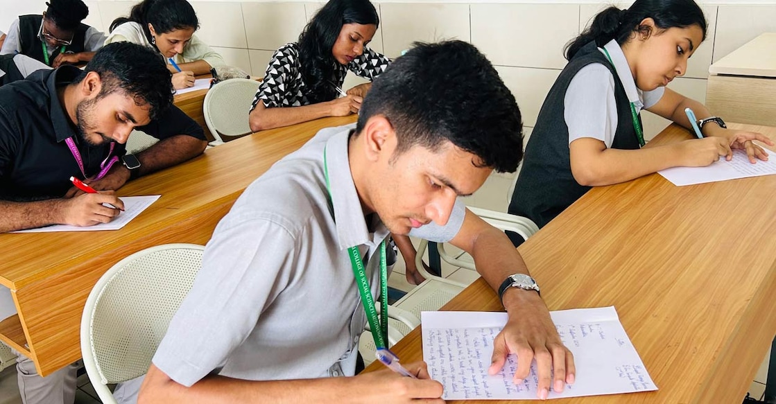 Rajagiri College celebrates International Letter Writing Day with multilingual competition The multilingual letter writing competition organized by Rajagiri College of Social Sciences (Autonomous), Kalamassery. Photo: Special Arrangement