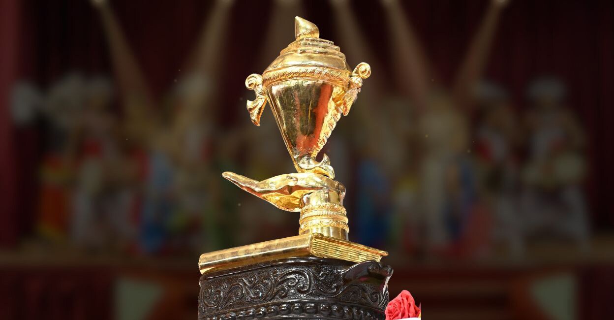 Kerala School Kalolsavam winner's trophy. Photo; Manorama